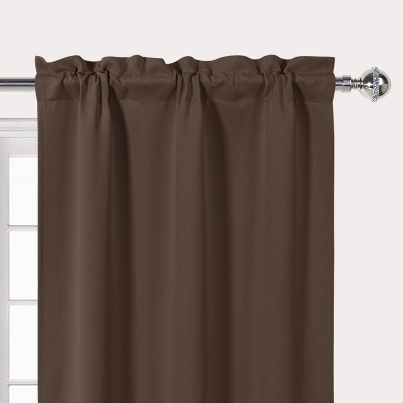 DWCN Blackout Valance for Windows Rod Pocket Window Valance Curtains 52 x 18 inch Long for Bedroom Living Room, 1 Brown Panel - Image 3